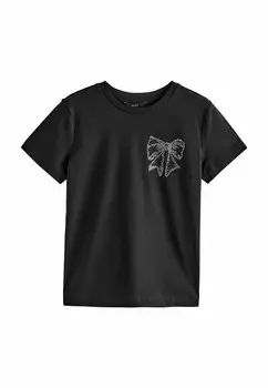 Принт на футболке BOW EMBELLISHED, REGULAR FIT Next, черный