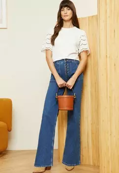 Принт на футболке BRODERIE SHORT SLEEVE PETITE Love & Roses, белый