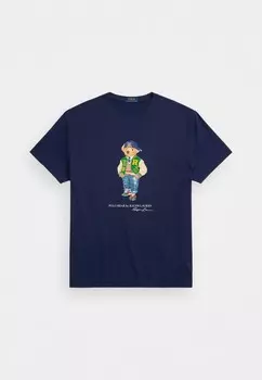 Принт на футболке CLASSIC FIT POLO BEAR JERSEY T SHIRT Ralph Lauren, темно-синий