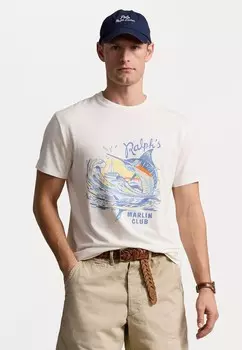 Принт на футболке CLASSIC FIT SLUB JERSEY GRAPHIC T-SHIRT Ralph Lauren, кремовый