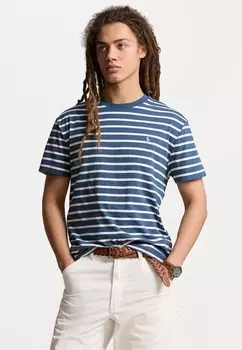 Принт на футболке CLASSIC FIT STRIPED JERSEY T-SHIRT Ralph Lauren, темно-синий