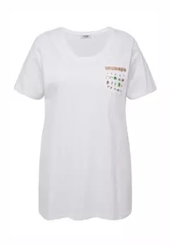 Принт на футболке CLASSIC FIT ZIERSTEINCHEN-BRUSTTASCHE RUNDHALS Angel of Style, белый