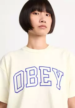 Принт на футболке COLLEGIATE Obey Clothing, кремовый