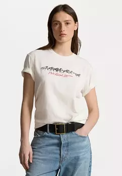Принт на футболке COTTON JERSEY CREWNECK GRAPHIC TEE Ralph Lauren, белый