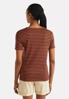Принт на футболке CREW NECK STRIPED United Colors of Benetton, коричневый