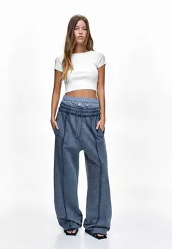 Принт на футболке CROPPED PULL&BEAR, белый