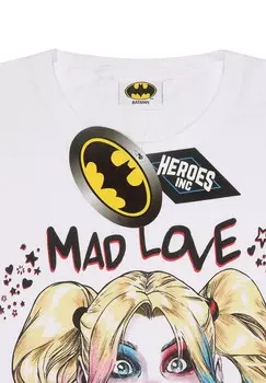 Принт на футболке DC COMICS BATMAN HARLEY QUINN MAD LOVE DC COMICS - BATMAN, белый