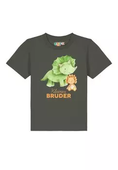 Принт на футболке Dinosaurier Kleiner Bruder watapparel, хаки