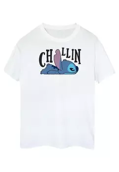 Принт на футболке Disney Lilo & Stitch Chillin ABSOLUTE CULT, белый