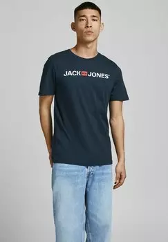 Принт на футболке Ecorp Logo Kurzarm 2Pack Jack & Jones, темно-синий