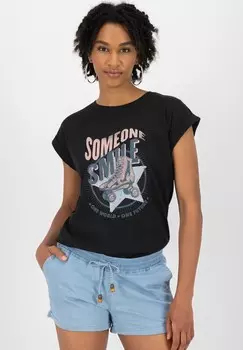 Принт на футболке ENIDAK P alife & kickin, пестрый черный