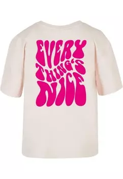 Принт на футболке EVERYTHING IS NICE Mister Tee, розовый