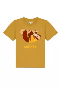 Принт на футболке Faultier Kleiner Bruder watapparel, охра