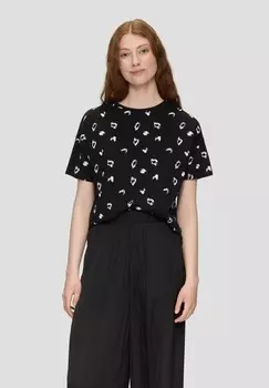 Принт на футболке GEMUSTERTES QS, черный