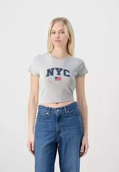 Принт на футболке Hollister Co., серый