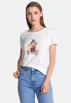 Принт на футболке Holy Therese Vive Maria, белый