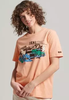 Принт на футболке Japanese Vintage Logo Graphic Superdry, коралл