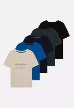Принт на футболке Jjgreat Logo Tee Jnr 5 Pack Jack & Jones, синий