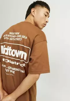 Принт на футболке JORURBAN EDGE GRAPHIC TEE SS CN SN Jack & Jones, коричневый