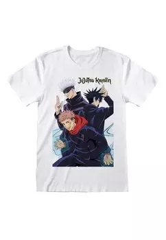 Принт на футболке Jujutsu Kaisen Trio Henry Tiger, белый
