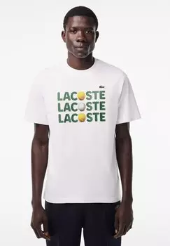 Принт на футболке Lacoste, белый