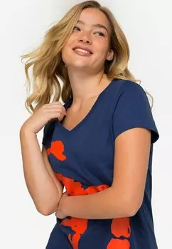 Принт на футболке$ LAURASN, темно-синий