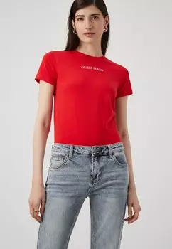 Принт на футболке LOGO Guess Jeans, красный