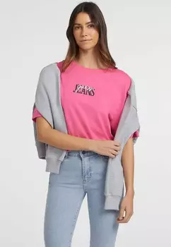 Принт на футболке LOGO-MIX Guess Jeans, розовый