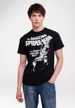 Принт на футболке MARVEL COMICS SPIDERMAN SPIDEY LOGOSHIRT, черный