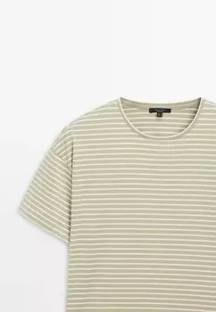 Принт на футболке Massimo Dutti, цвет Stone