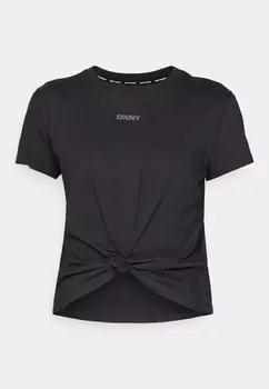Принт на футболке MINI LOGO KNOT FRONT TEE DKNY, черный