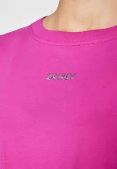 Принт на футболке MINI LOGO KNOT FRONT TEE DKNY, розовый