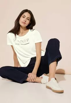 Принт на футболке MIT WORDING Street One, кремовый