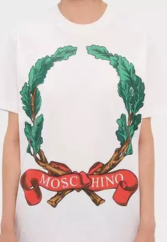 Принт на футболке MOSCHINO, белый