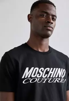 Принт на футболке MOSCHINO, черный