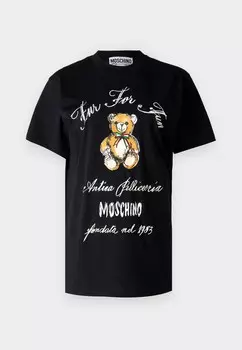 Принт на футболке MOSCHINO, черный