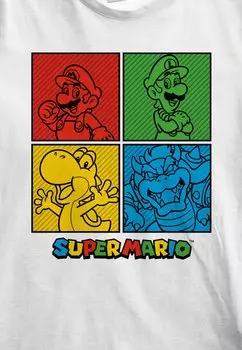 Принт на футболке Nintendo Super Mario Squares Henry Tiger, белый