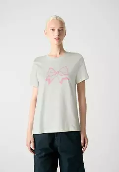 Принт на футболке ONLKATE TEE ONLY, кремовый