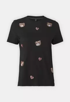 Принт на футболке ONLKITA LIFE BEAR ONLY, черный