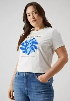 Принт на футболке Only, кремовый Carmyka Life Tee