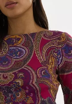 Принт на футболке PAISLEY COTTON BOATNECK TEE Ralph Lauren, розовый