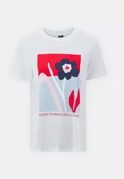 Принт на футболке PCMOLLY O NECK TEE BOX Pieces, белый