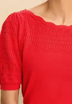 Принт на футболке POINTELLE SCALLOP NECK, REGULAR FIT Love & Roses, светло-красный