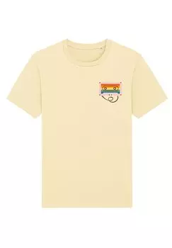 Принт на футболке Rainbow Cassette watapparel, сливочное бежевый