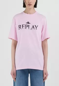 Принт на футболке Replay, розовый