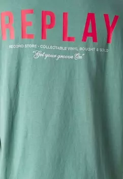 Принт на футболке Replay, темно-зеленый