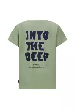 Принт на футболке Retour Jeans, фисташковый