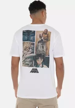 Принт на футболке RETRO ANIME Star Wars, белый