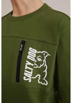 Принт на футболке Salty Dog WE Fashion, темно-зеленый