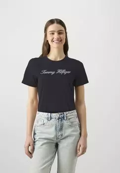Принт на футболке Script Regular Tommy Hilfiger, синий